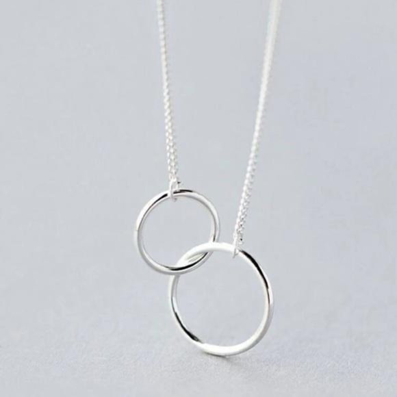 Jewelry - NEW 925 STERLING SILVER DOUBLE CIRCLE NECKLACE, NICE NECKLACE, CUTE NECKLACE